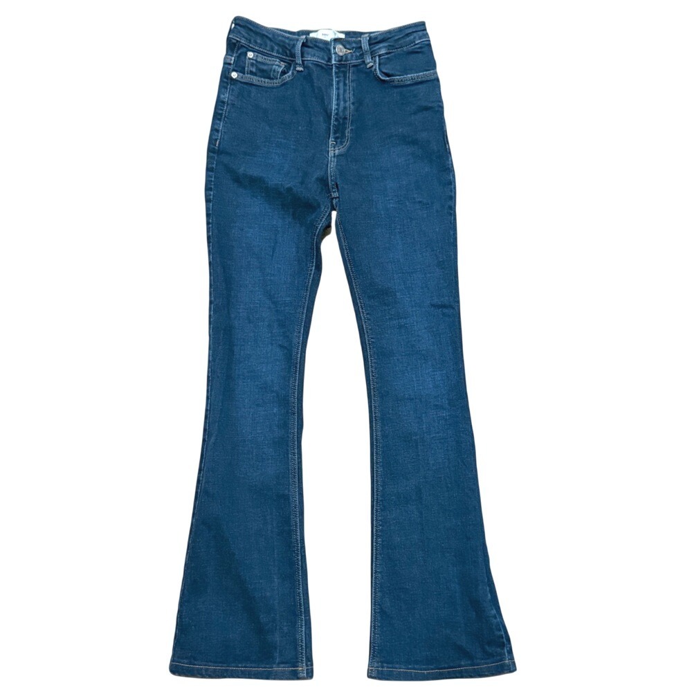 Mango MNG Flare Jeans Womens 2 XS Stretch Dark Blue Wash
